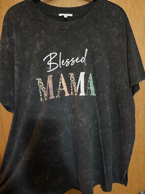 NWOT Blessed Mama Graphic Tee - Black